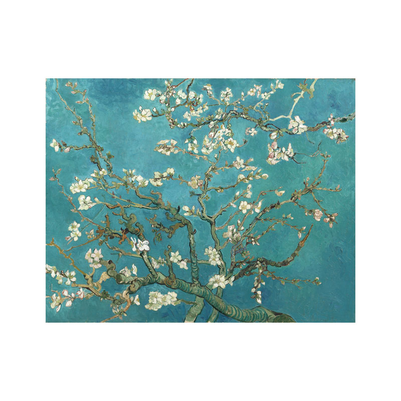 梵高盛开的杏树枝上杏花开高清印制布画芯油画书房客厅精品装饰画