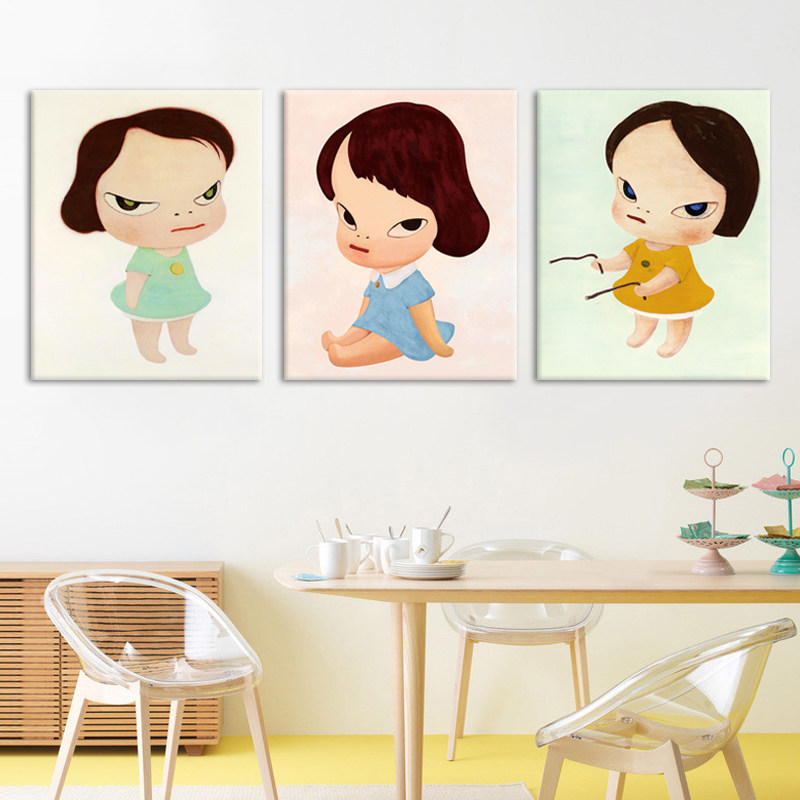 奈良美智梦游娃娃潮流创意无框装饰壁画挂画现代装饰画