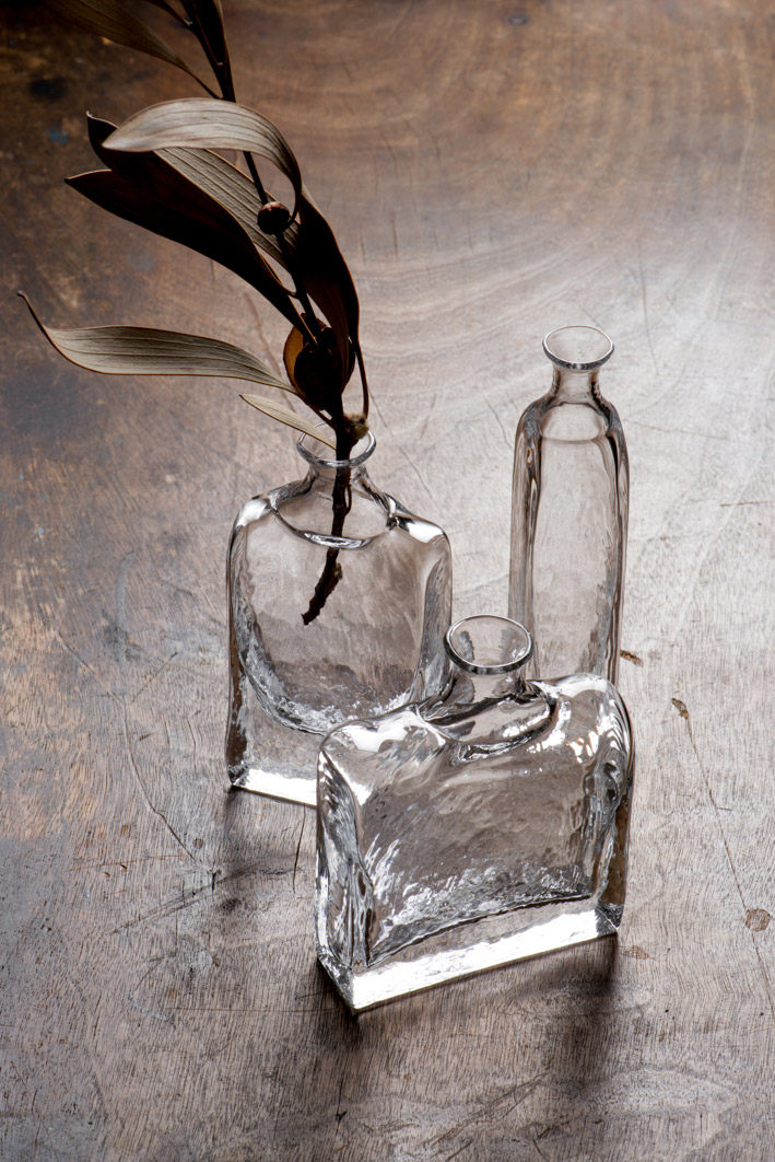 玻璃日本作家西山芳浩手工角瓶方酒器插花花花花瓶