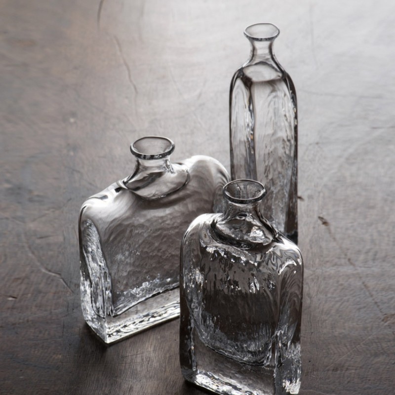 玻璃日本作家西山芳浩手工角瓶方酒器插花花花花瓶