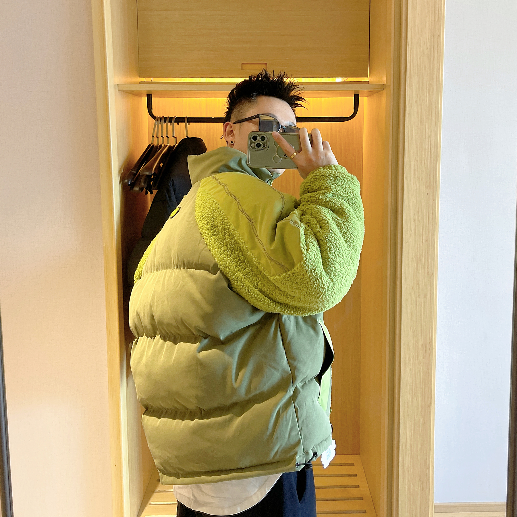 范哲贤 国潮羊羔毛拼接棉衣男女情侣面包服加厚外套棉服