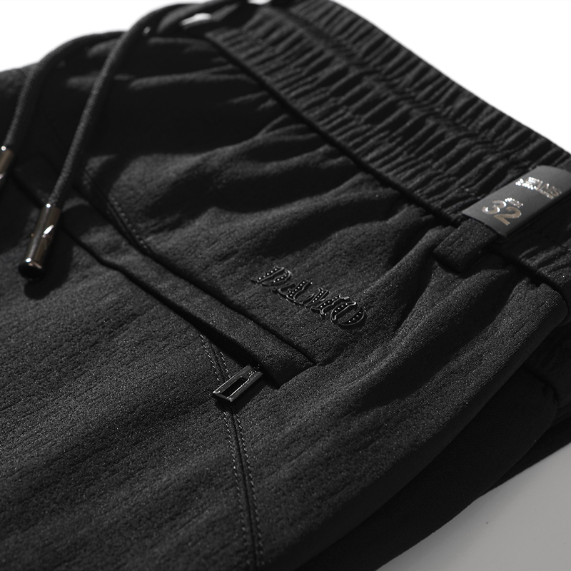 系带松紧腰运动裤男秋冬款中年宽松直筒韩版潮流弹力休闲裤厚卫裤