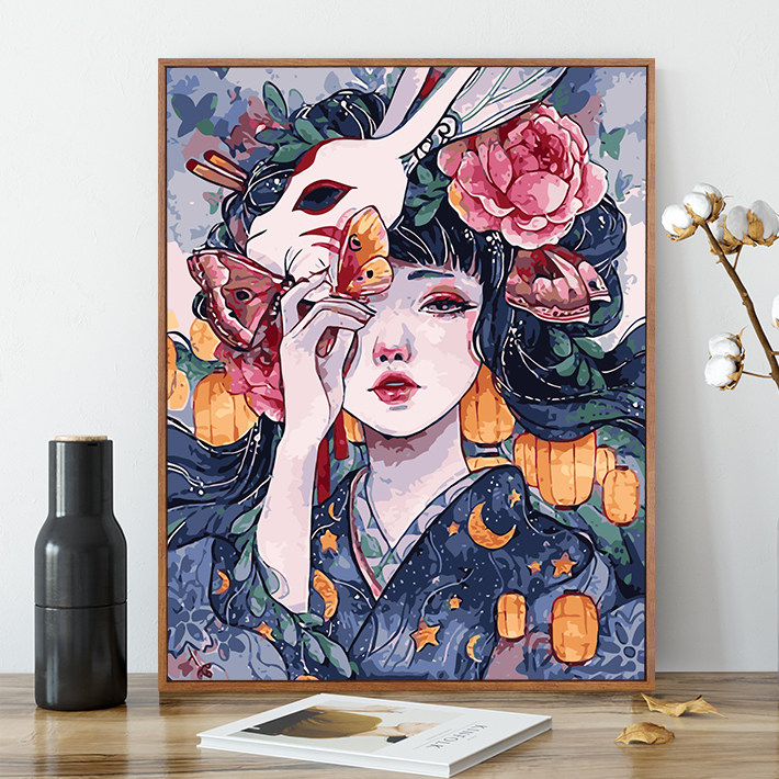 diy数字油画油彩画人物客厅餐厅古典少女手绘填色装饰画花宴少女