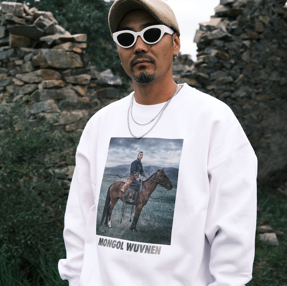 無南蒙古蒙古人人物相片印花加绒衣白卫衣