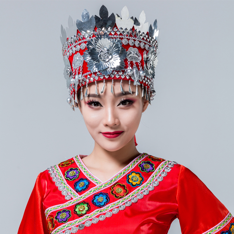 苗族头饰成人新款少数民族头饰女民族风侗族舞蹈演出头饰苗族帽子