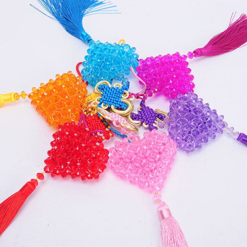 手工串珠diy材料包爱心绣球汽车挂件搭配中国结纳福转运挂饰