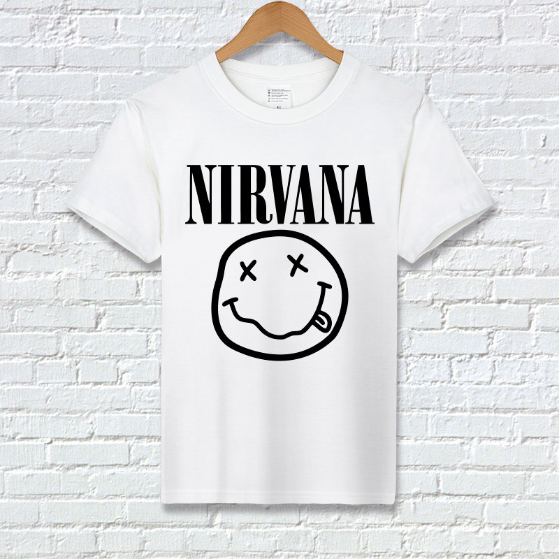 红韩nirvana涅槃乐队欧美金属摇滚纯棉短袖 男士 笑脸t恤女宽松大码