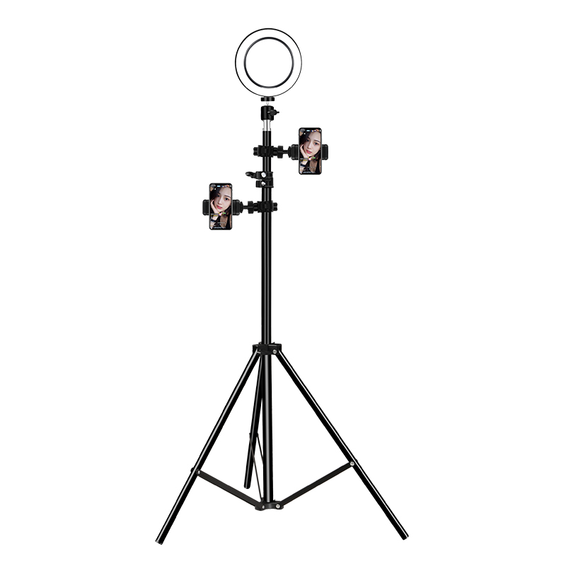 手机直播支架三脚架带补光灯双多机位网红拍摄神器自拍摄影三角架子