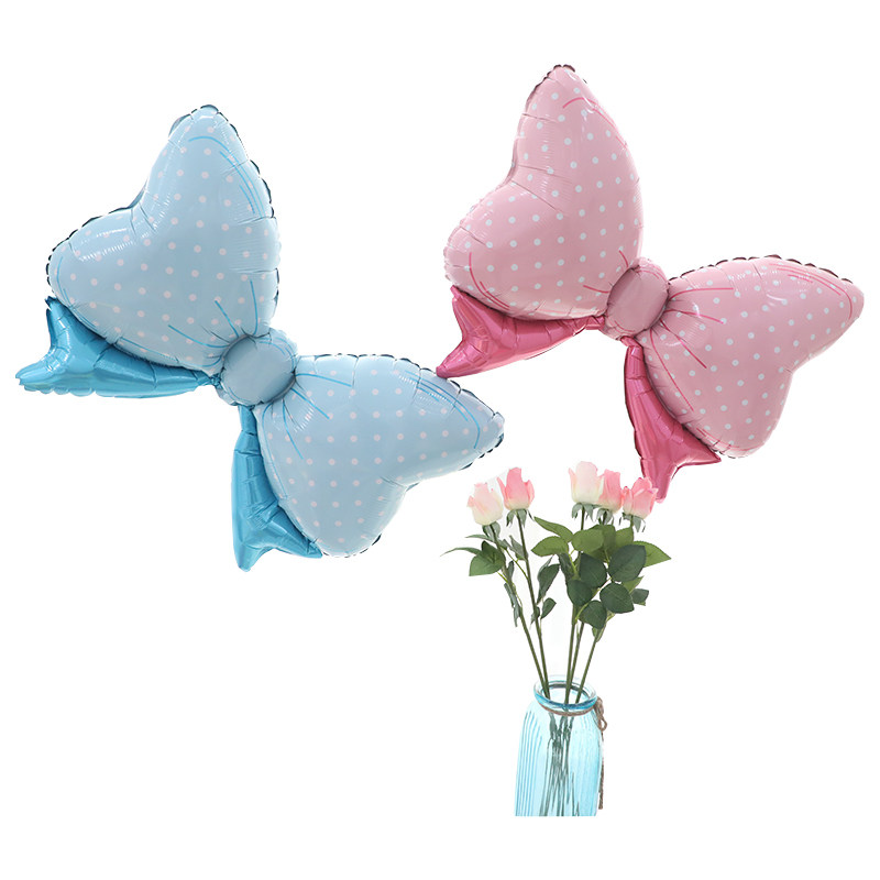 新款蝴蝶结铝膜气球生日派对布置装饰宝宝满月气球