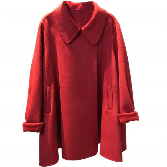 Red Tweed Coat Women's Autumn Winter 2020 New Small Loose Cape Type Woolen Coat Women's Short Thickened Red Tweed Coat Women's Autumn Winter 2020 New Small Loose Cape Type Woolen Coat Women's Short Thickened