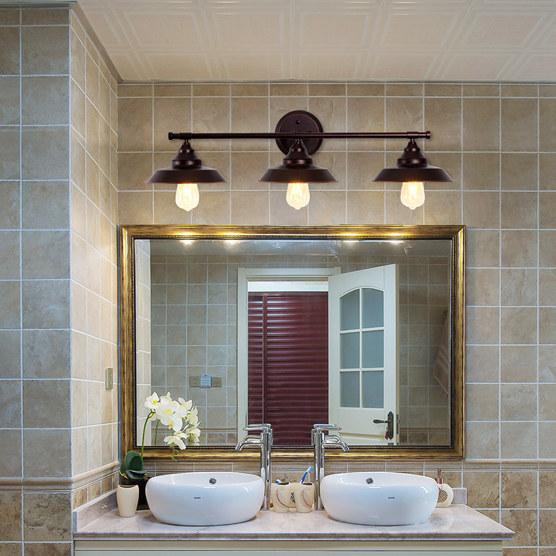 美式镜前灯复古双头浴室镜柜工业led卫生间专用壁灯