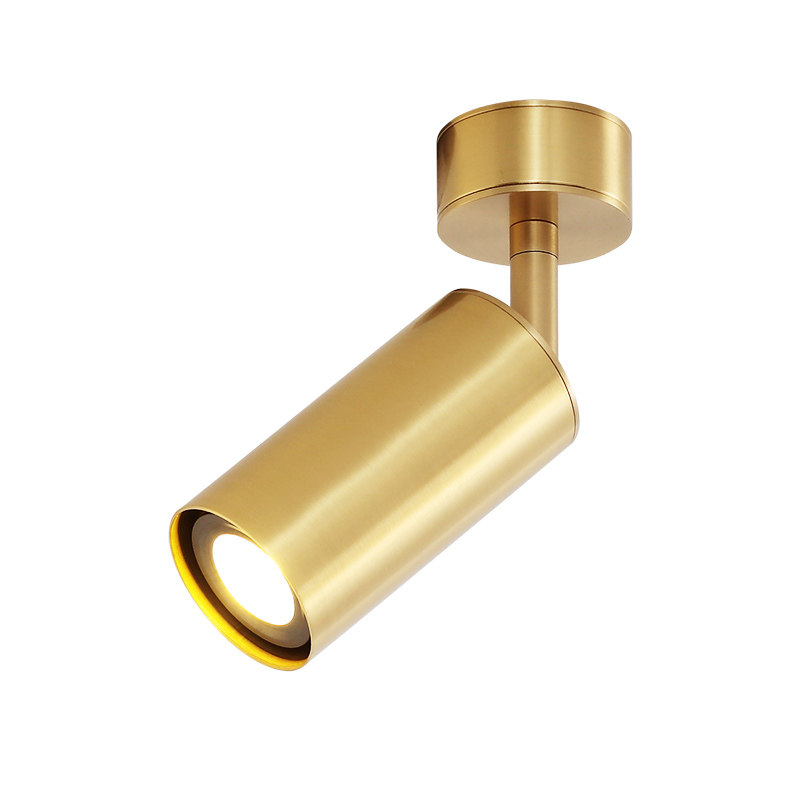 北欧黄铜明装服装店全铜射灯led天花灯家用轨道灯客厅金色过道灯