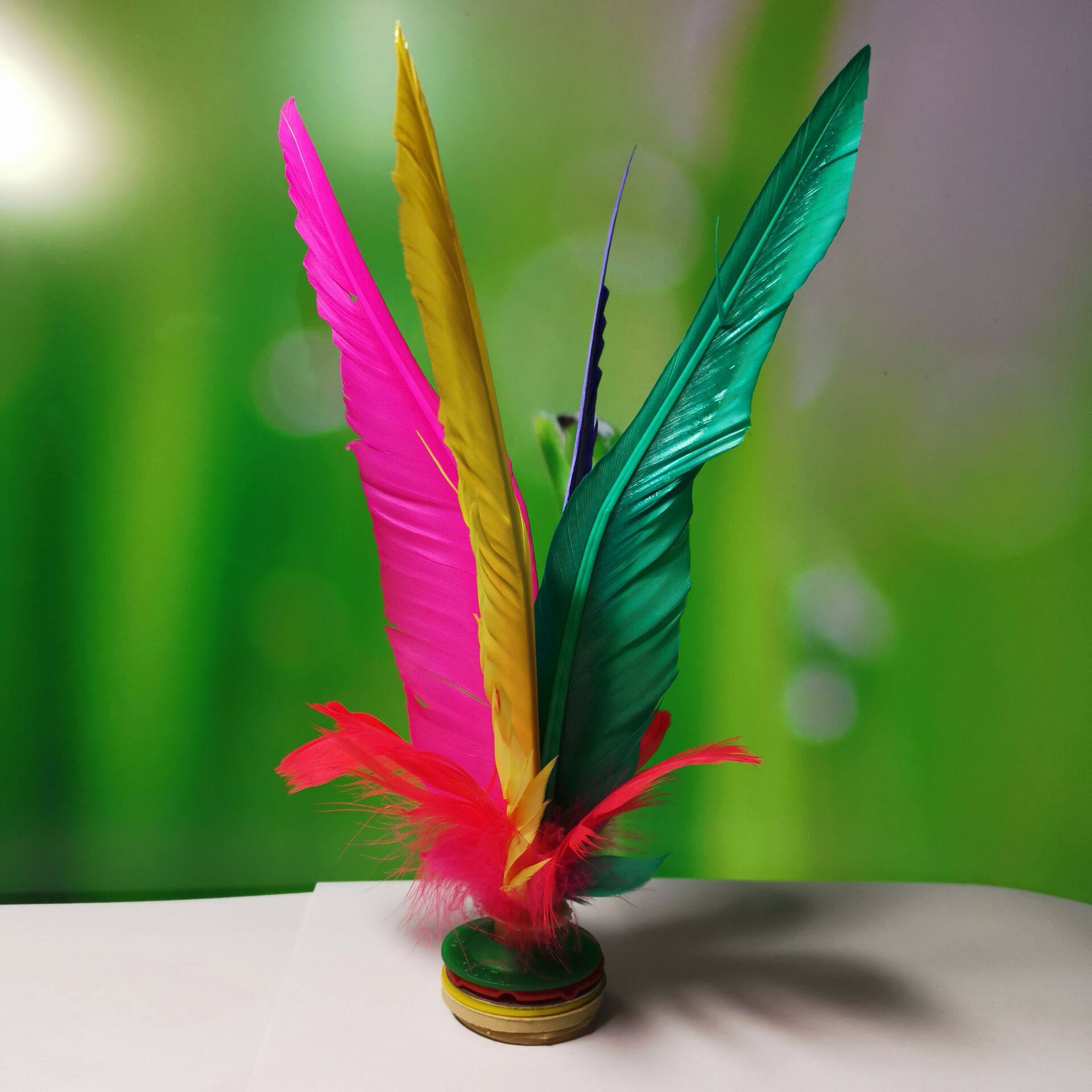 毽球标准羽毛彩色鹅毛子白大毽比赛新健牌大花毽子