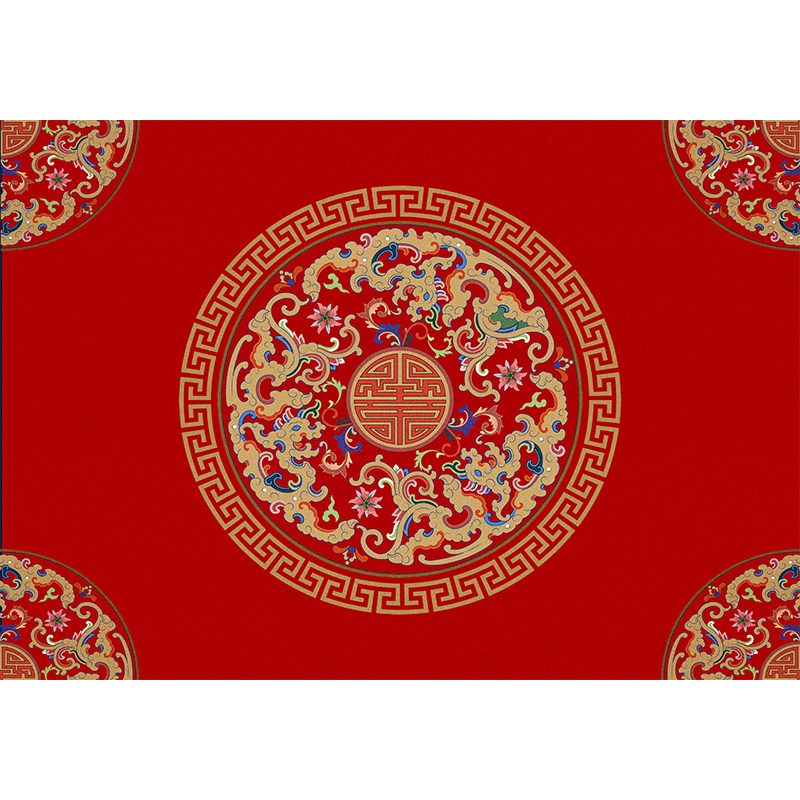 新中式古风红色富贵地垫茶桌茶室古典龙纹禅意地毯