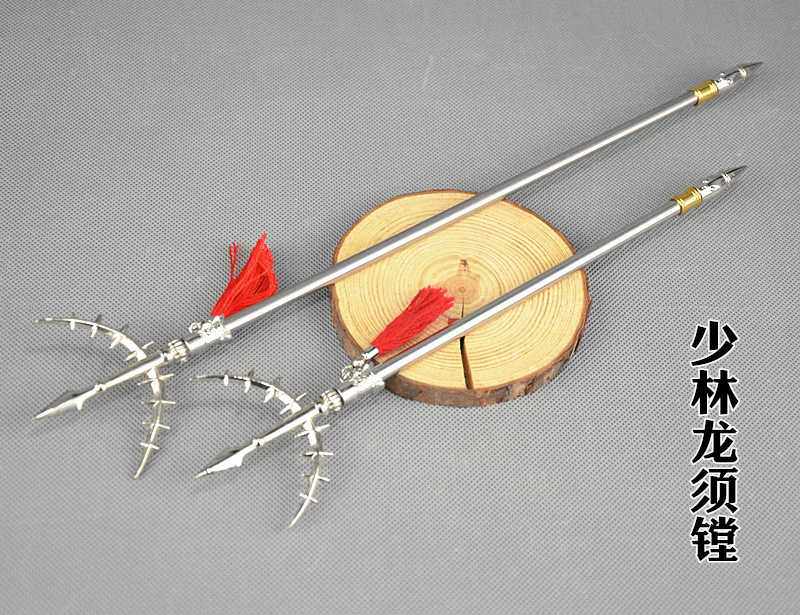 武器微缩镗长鸡翅三叉鎏金凤翅龙须镗少林冷兵器游戏