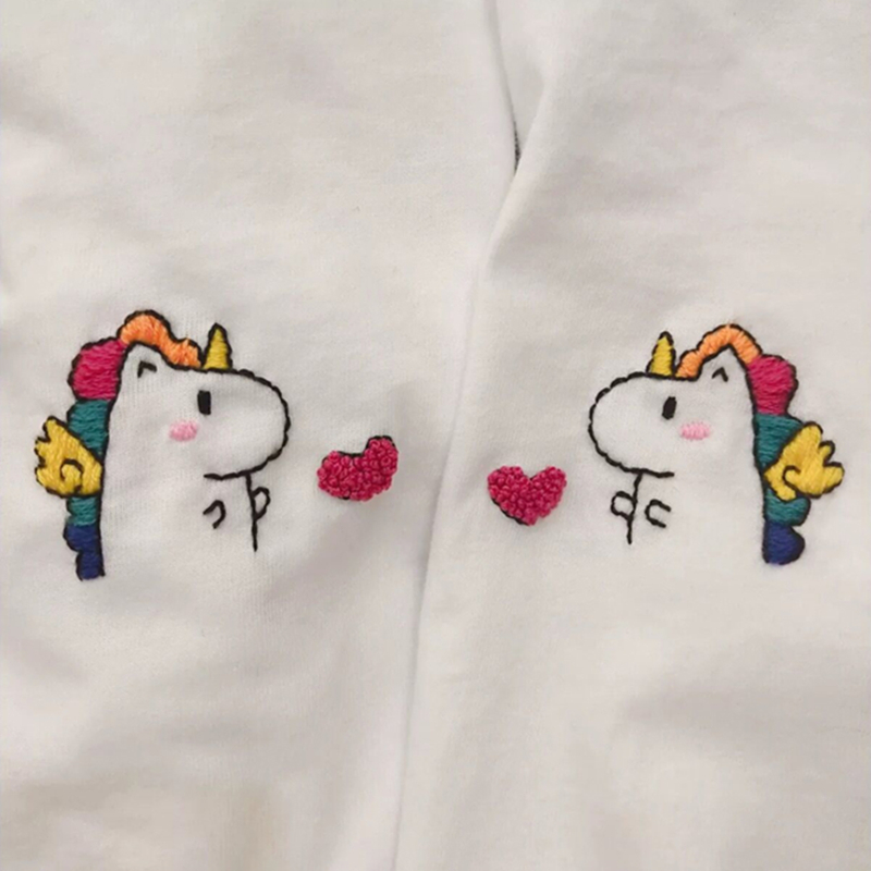 定制独角兽刺绣diy情侣装抖音同款拍结婚登记纯棉短袖t恤