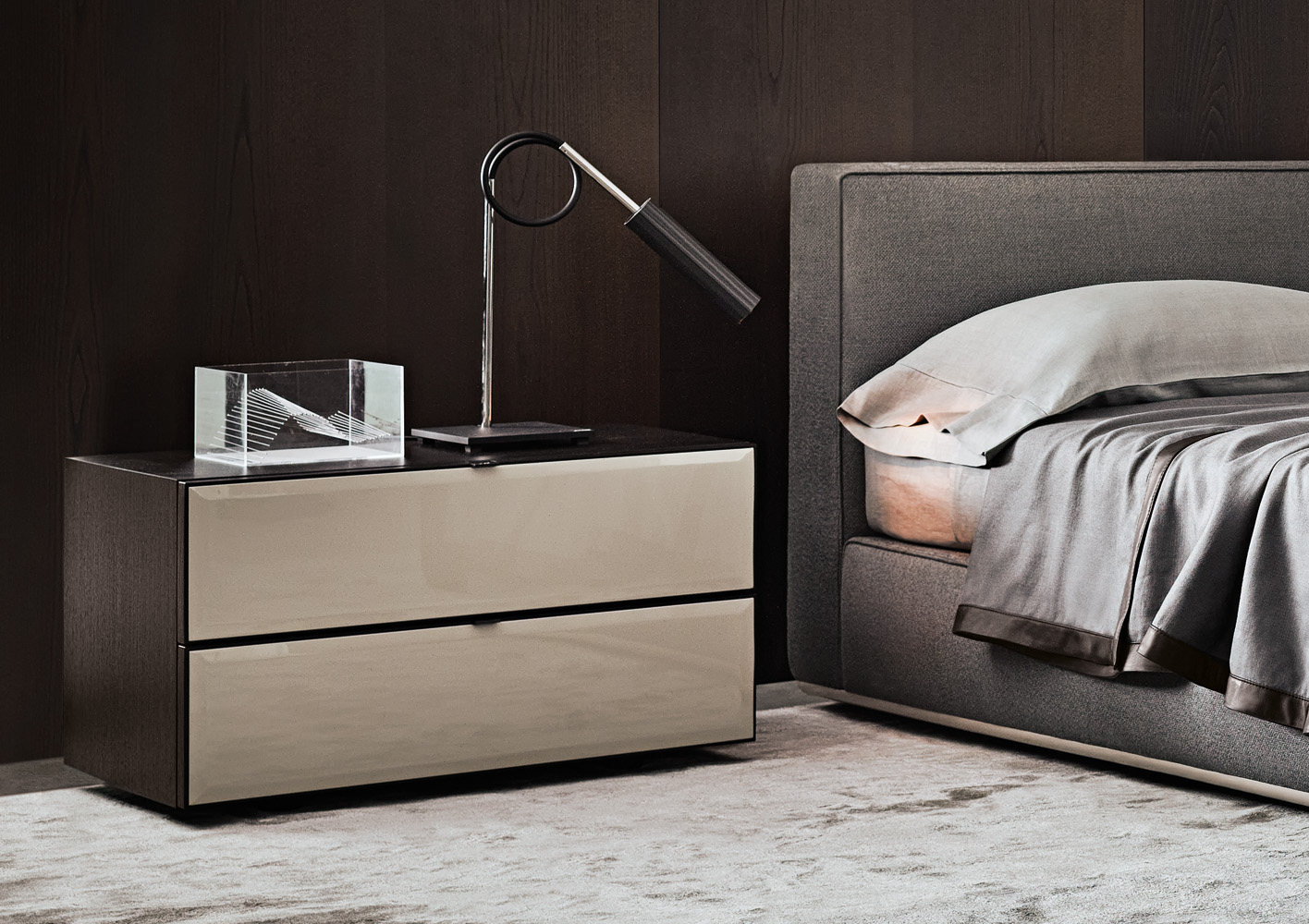 边柜意式minotti极简轻奢床头柜储物柜子烤漆简设计床头柜