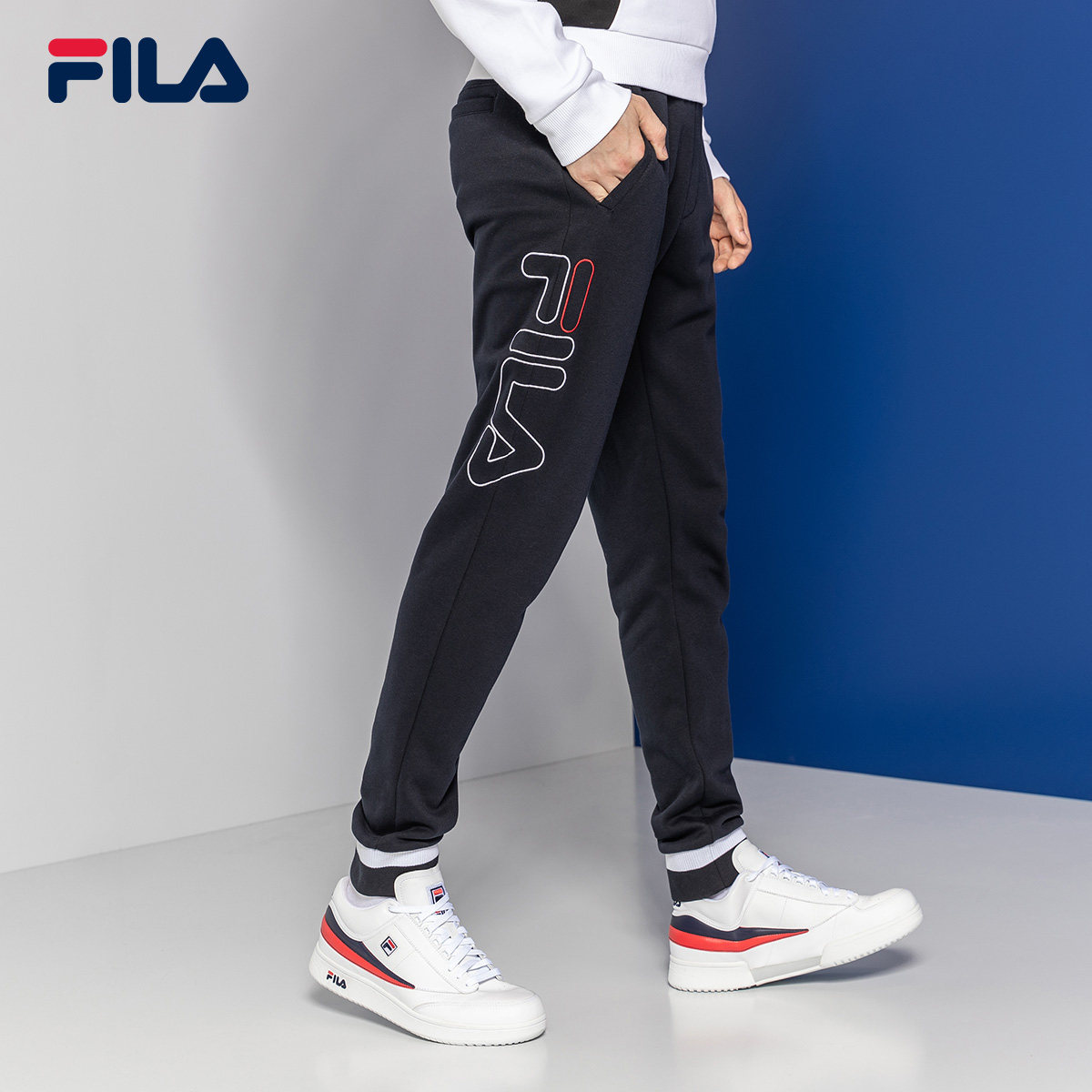 长裤fila斐乐冬季新款时尚潮流logo休闲裤针织运动运动长裤