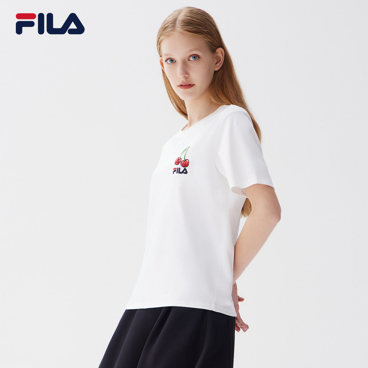 短袖fila斐乐女子运动2021春夏季新款时尚休闲打底运动t恤
