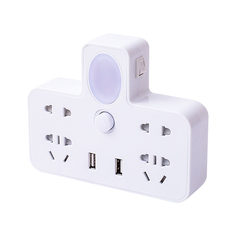 带夜灯开关usb充电转换插头多功能插座转换器排插家用宿舍插座