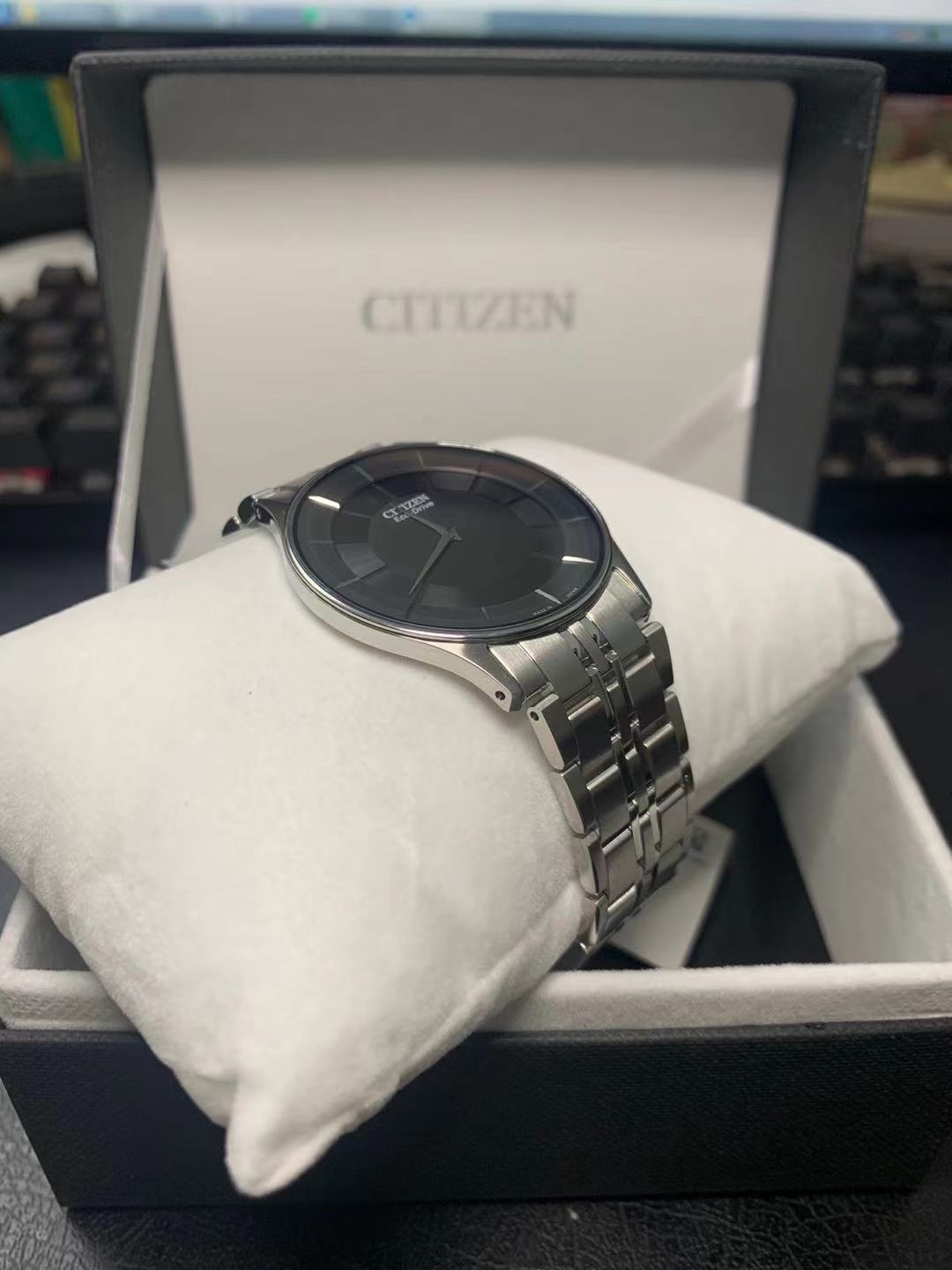 西铁城超薄酷黑系列光动能简洁表盘男手表 AR3010/65EAR0070