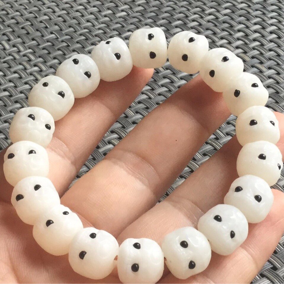 阿呆新款热销白玉菩提根雕雕刻手串呆呆酋长手链