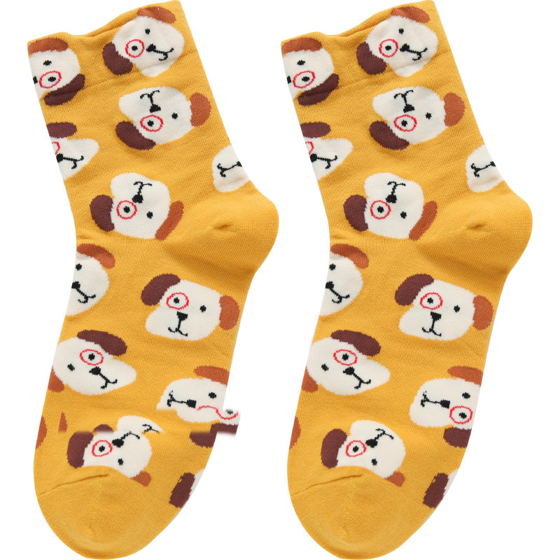 韩国袜子女kikiyasocks小动动物卡通通棉东大门学院风彩中筒袜