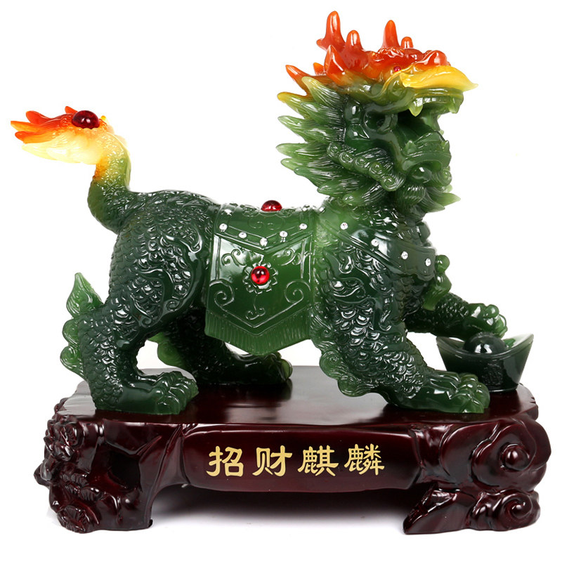 开光大号招财麒麟摆件一对店铺开张家居风水摆设摆件