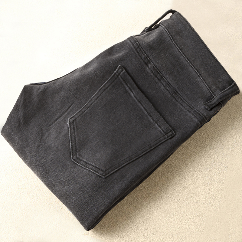 男士黑色牛仔裤潮牌韩版修身小脚裤中腰水洗简约百搭青年休闲长裤