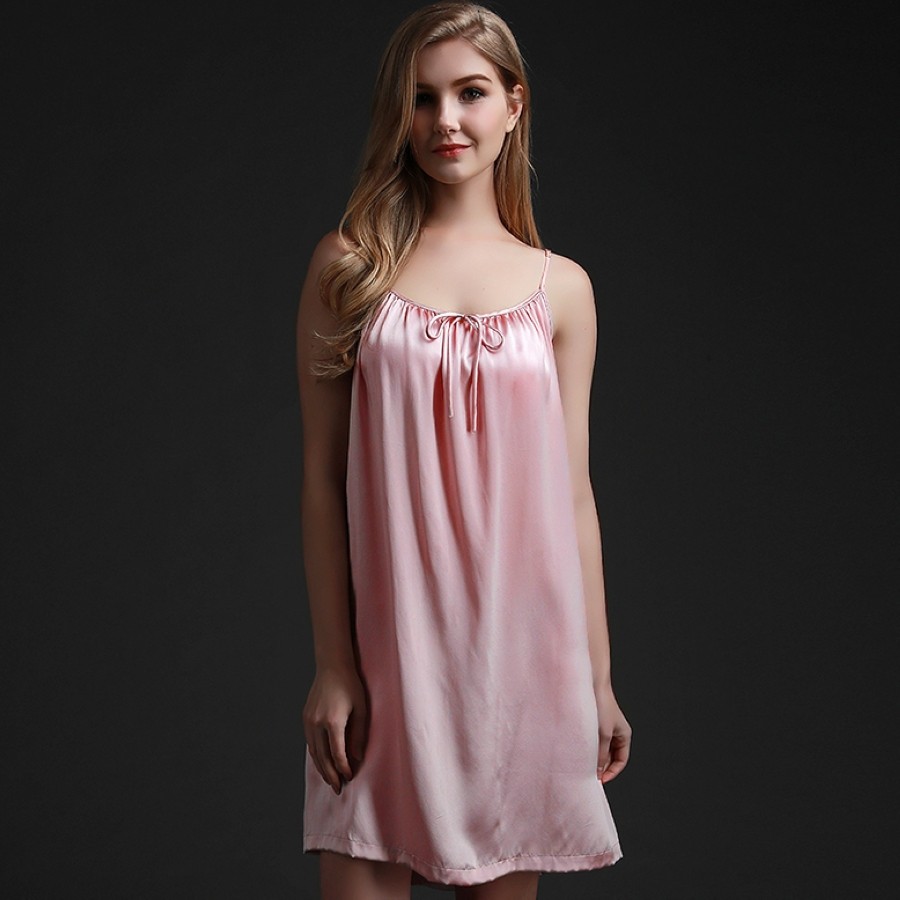 真丝睡衣100桑蚕蚕丝睡裙女式夏季性感吊带睡裙