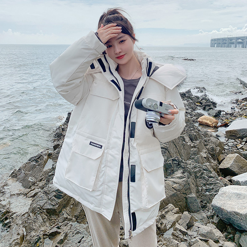 工装ins棉衣女中中长ulzzang棉服2022冬季韩国棉衣