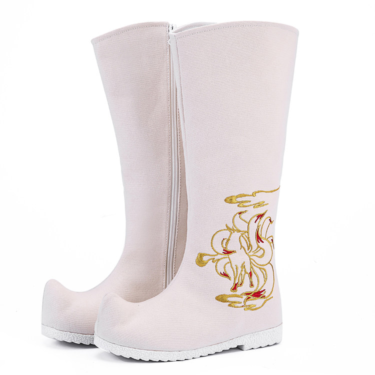 汉服传统女靴长筒靴子翘首古风弓鞋cp翘头时装靴