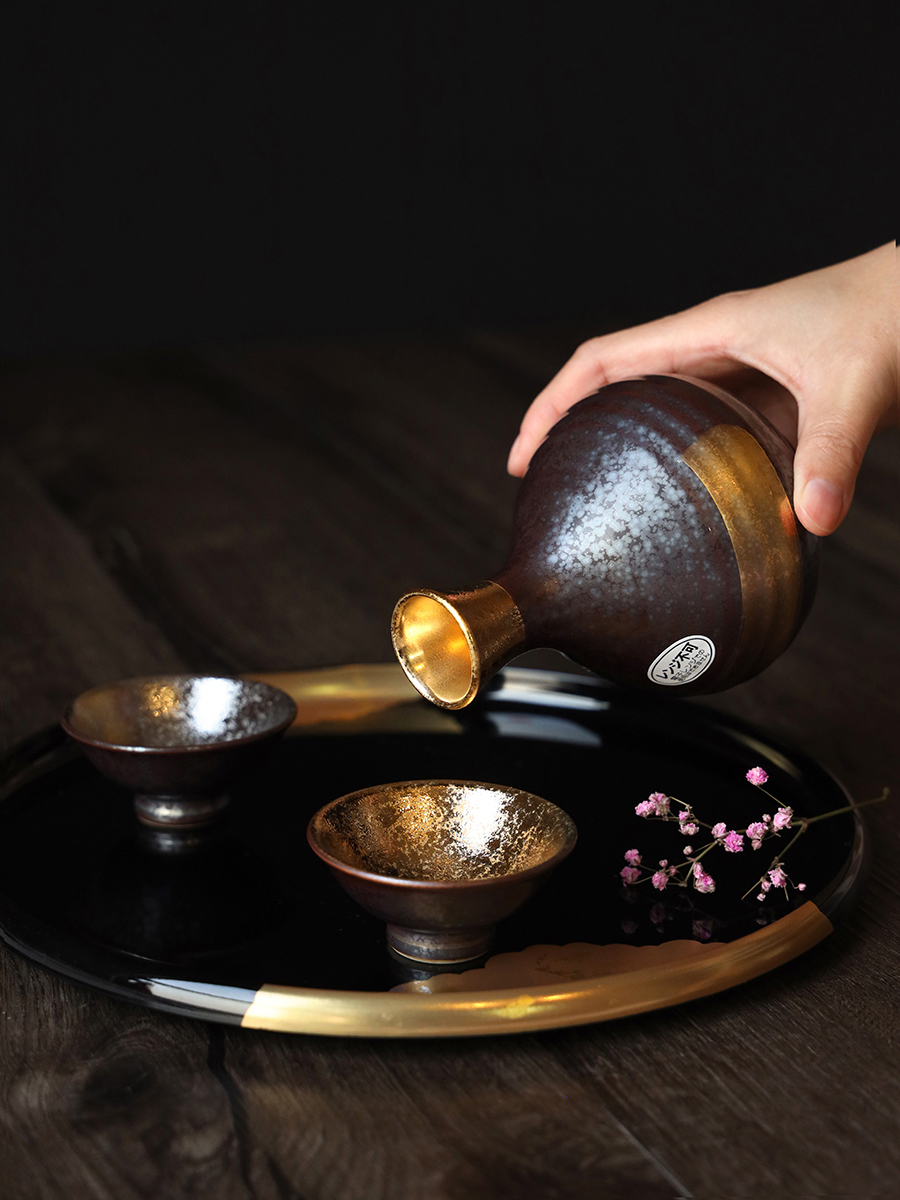酒壶清酒茶杯日式套装白酒壶日本进口银彩金银彩家用酒壶