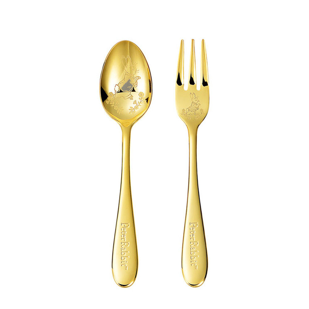 日本peterrabbit彼得兔咖啡叉子金色镀金礼物叉