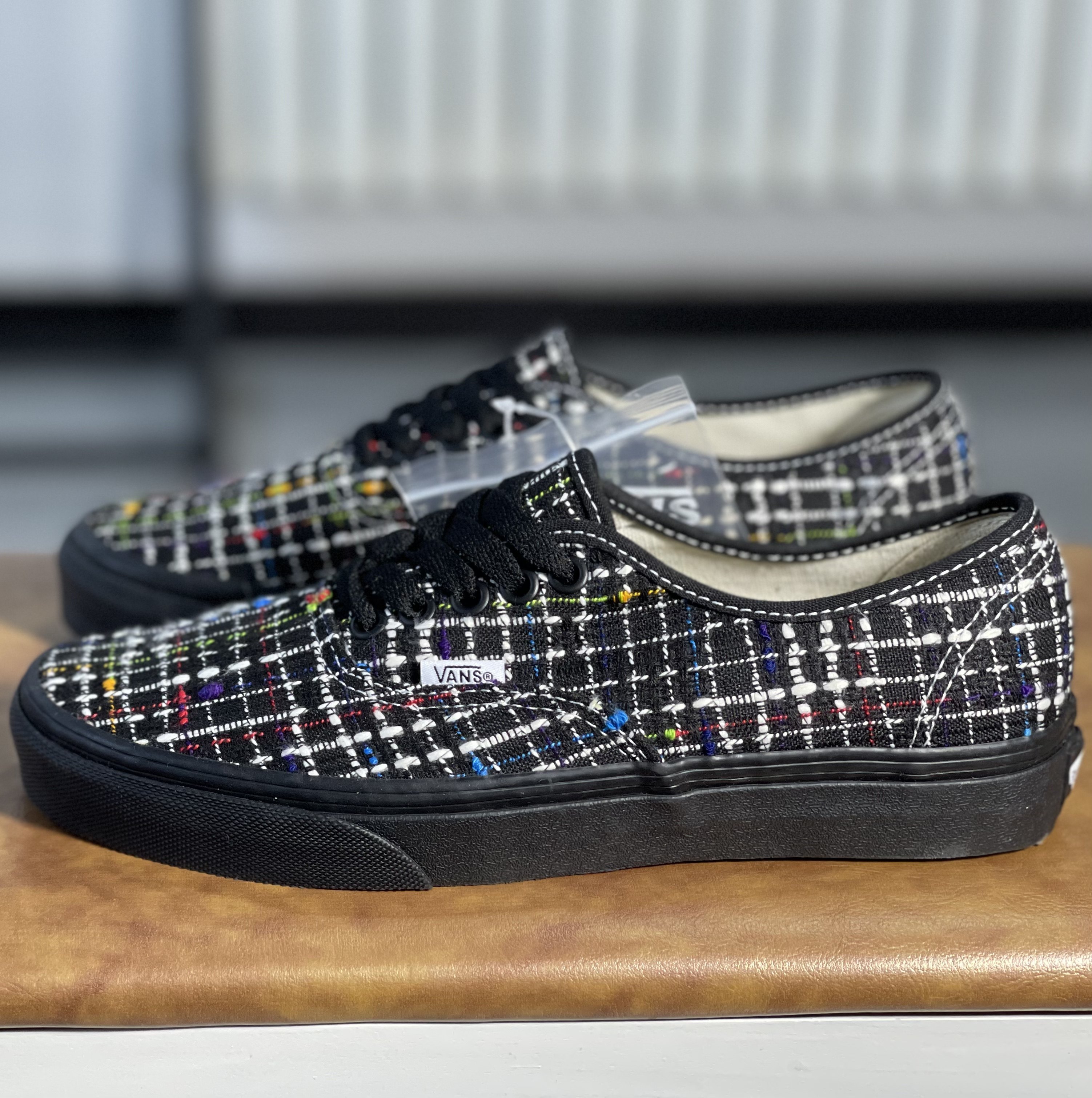 vans男女女鞋authentic黑色编织小香风低帮休闲帆布板鞋