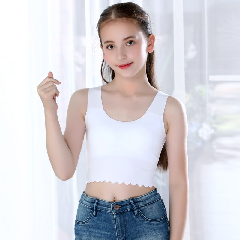 2件莫代尔无痕背心女孩发育期初中学生少女儿童抹胸