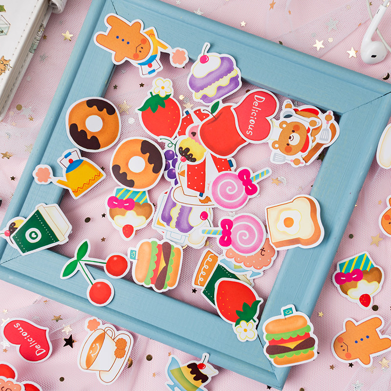 贴纸手账可爱卡通甜品下午茶水果手帐insdiy贴纸