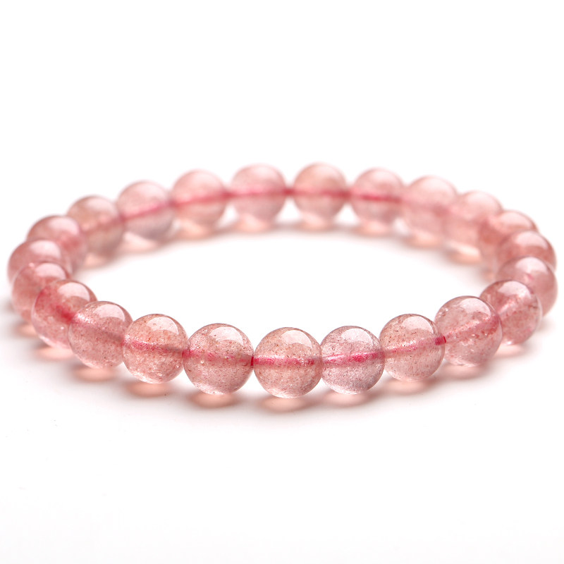 天然草莓晶手链 单圈手串粉水晶女款韩版学生森系招桃花清新简约