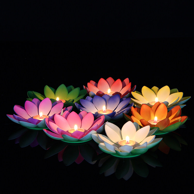 中秋荷花灯 蜡烛河灯 中元节河灯祈福许愿灯莲花灯 eva荷花灯河灯