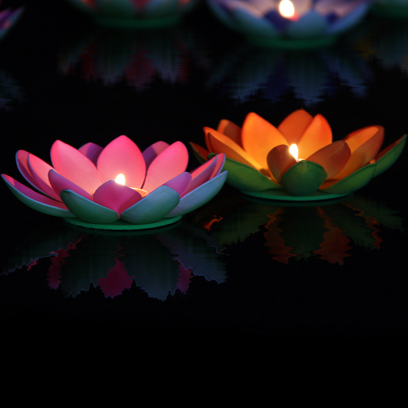 荷花花灯中秋蜡烛河中元节河祈福许愿灯莲eva花灯河荷花灯