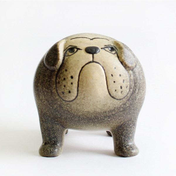 瑞典lisalarsonkennelseries斗牛犬北欧陶艺摆件中号摆件