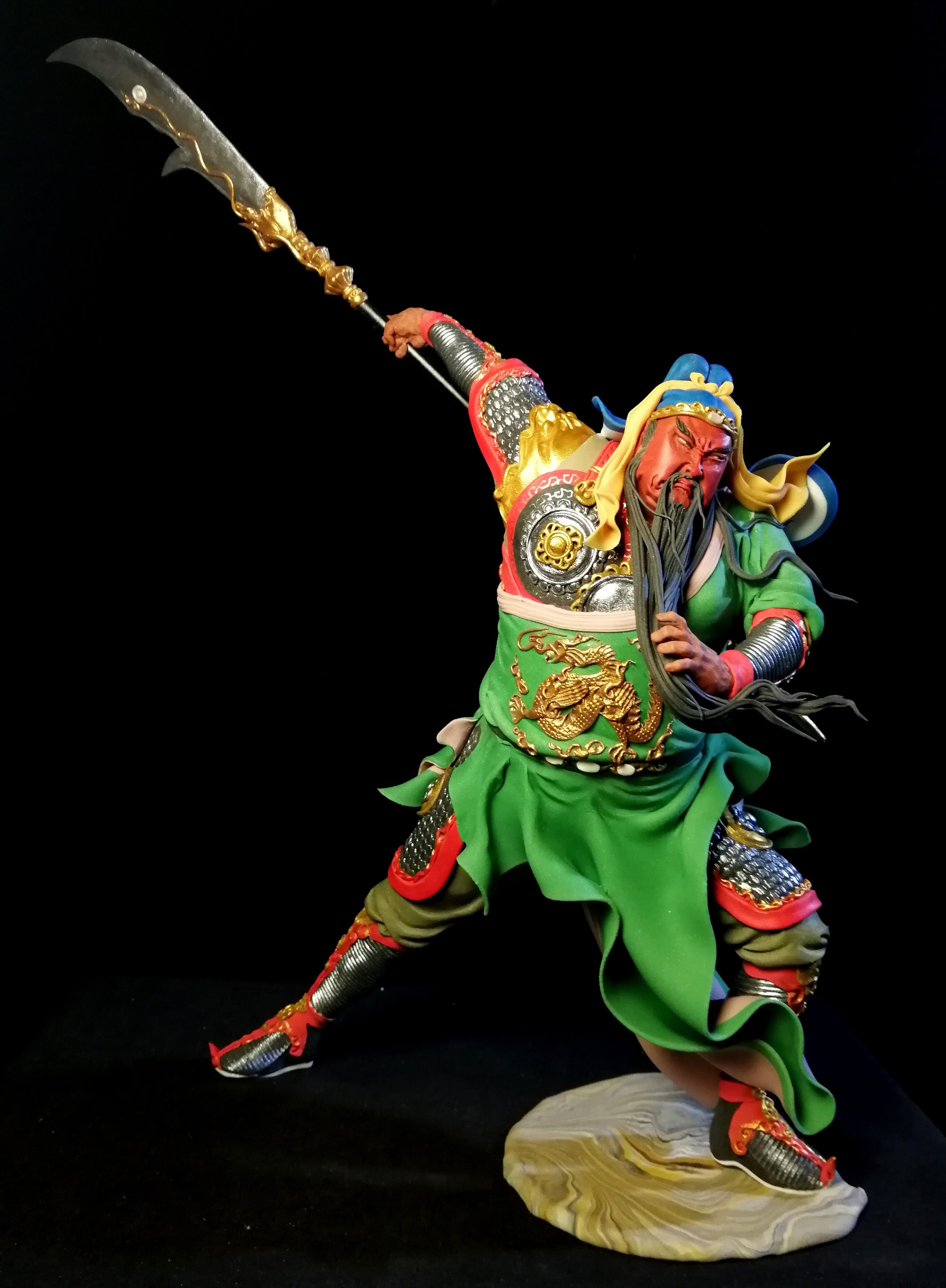 塑新斋萧占行萧家面塑三国关羽武圣彩塑摆件泥人