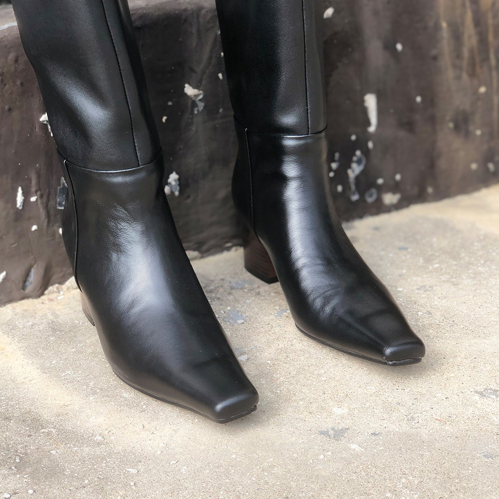 2020骑士马靴高跟女高长靴套筒马丁新款尖头时装靴