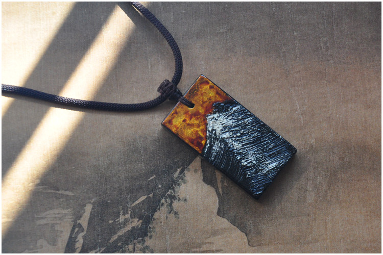 竞仙大漆项链长款吊坠男士平安无事漆器匠人手工项坠