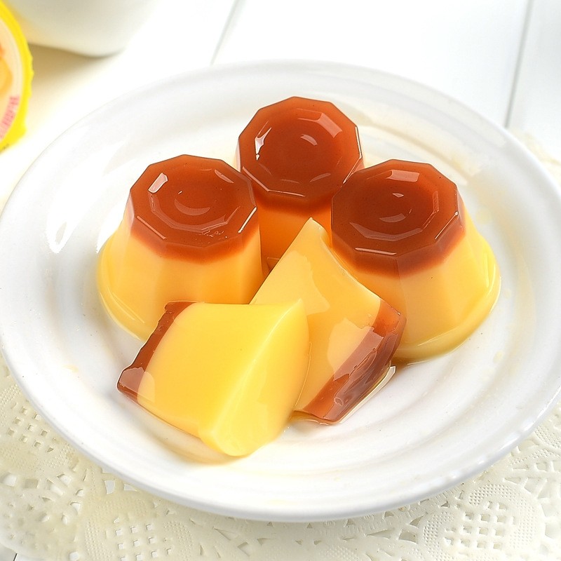 韩国果汁16个盒装果冻双色焦糖布丁进口鸡蛋果冻