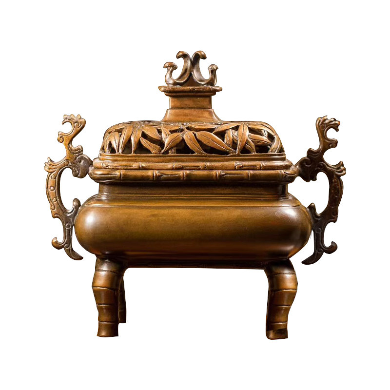 见素香坊苏州名家陈巧生制凤耳鼎熏炉文房摆件仿古铜香炉c0858