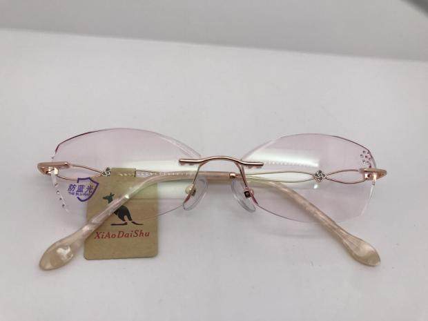 正品西澳袋鼠眼镜无框女切边商务镶钻定做近视眼镜架