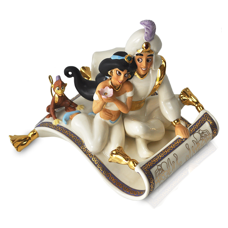 lenox迪士尼一千零一夜阿拉丁茉莉佳斯公主猴子魔毯陶瓷摆件