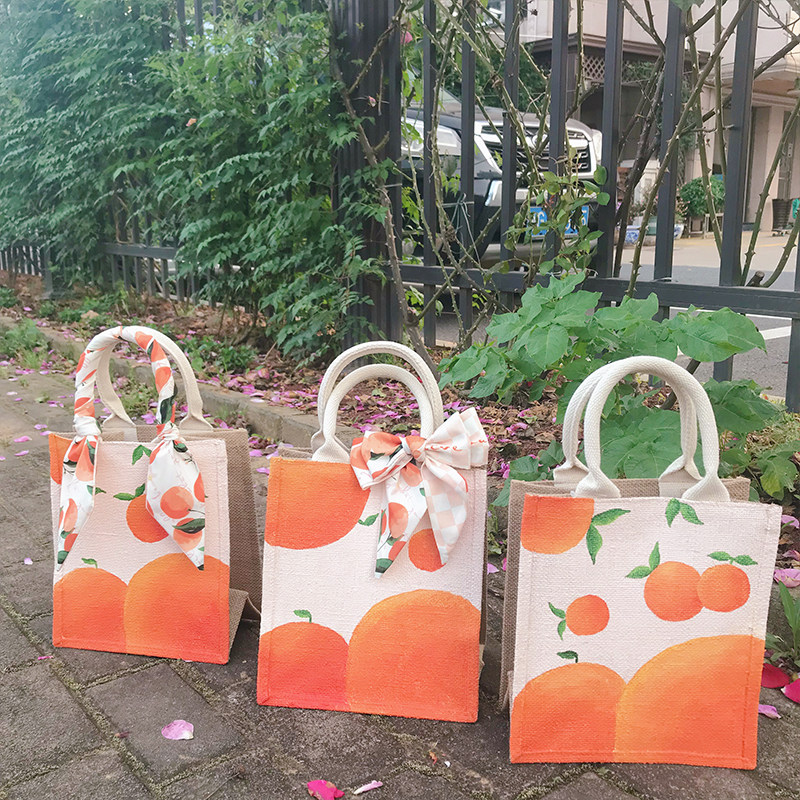 手绘定制无印良品麻布布袋muji黄麻袋麻袋改造diy通用款女包