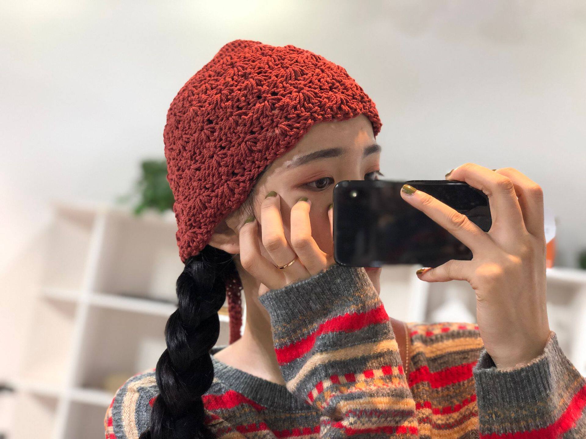 原创文艺简约纯手工编织麻花辫帽子 粗麻绳贝雷帽子棉麻四季帽子